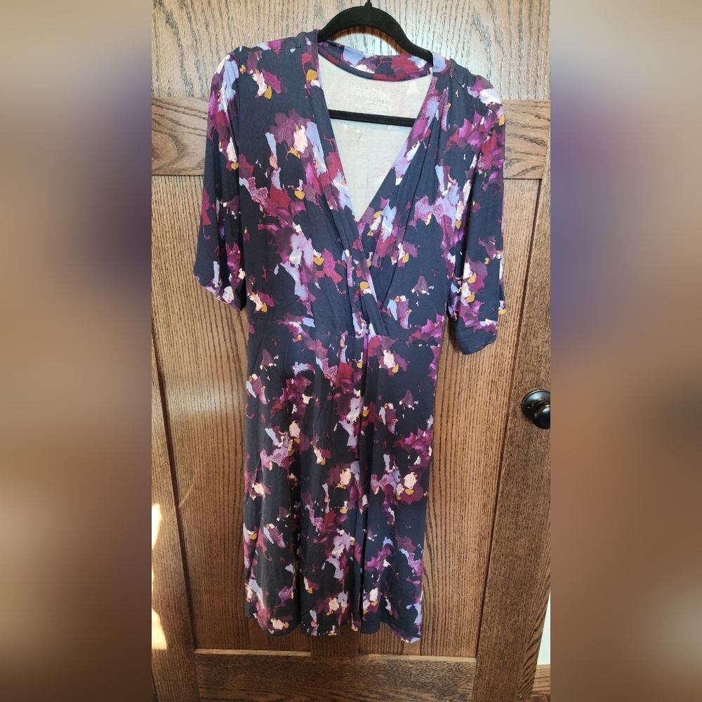 Latched Mama Purple Floral Midi Dress